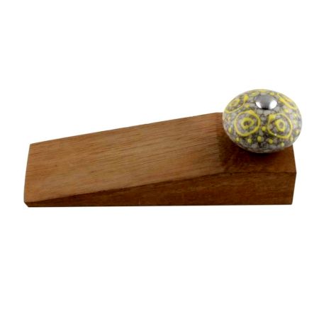 Mixed Circular Crackle Ceramic Wooden Door Stopper